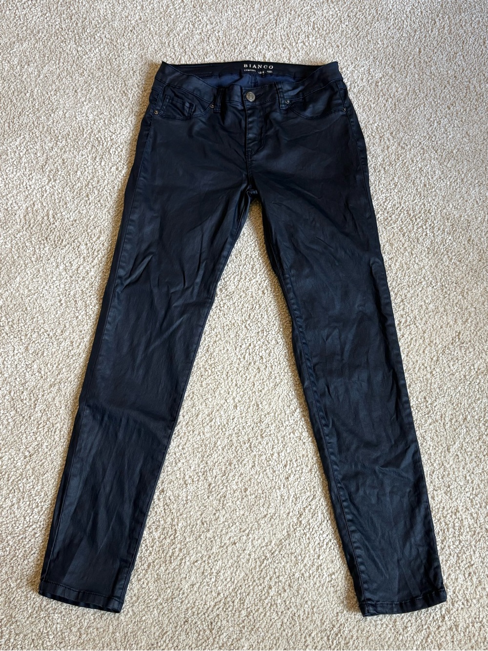 Bianco Jeans navy blue coated denim